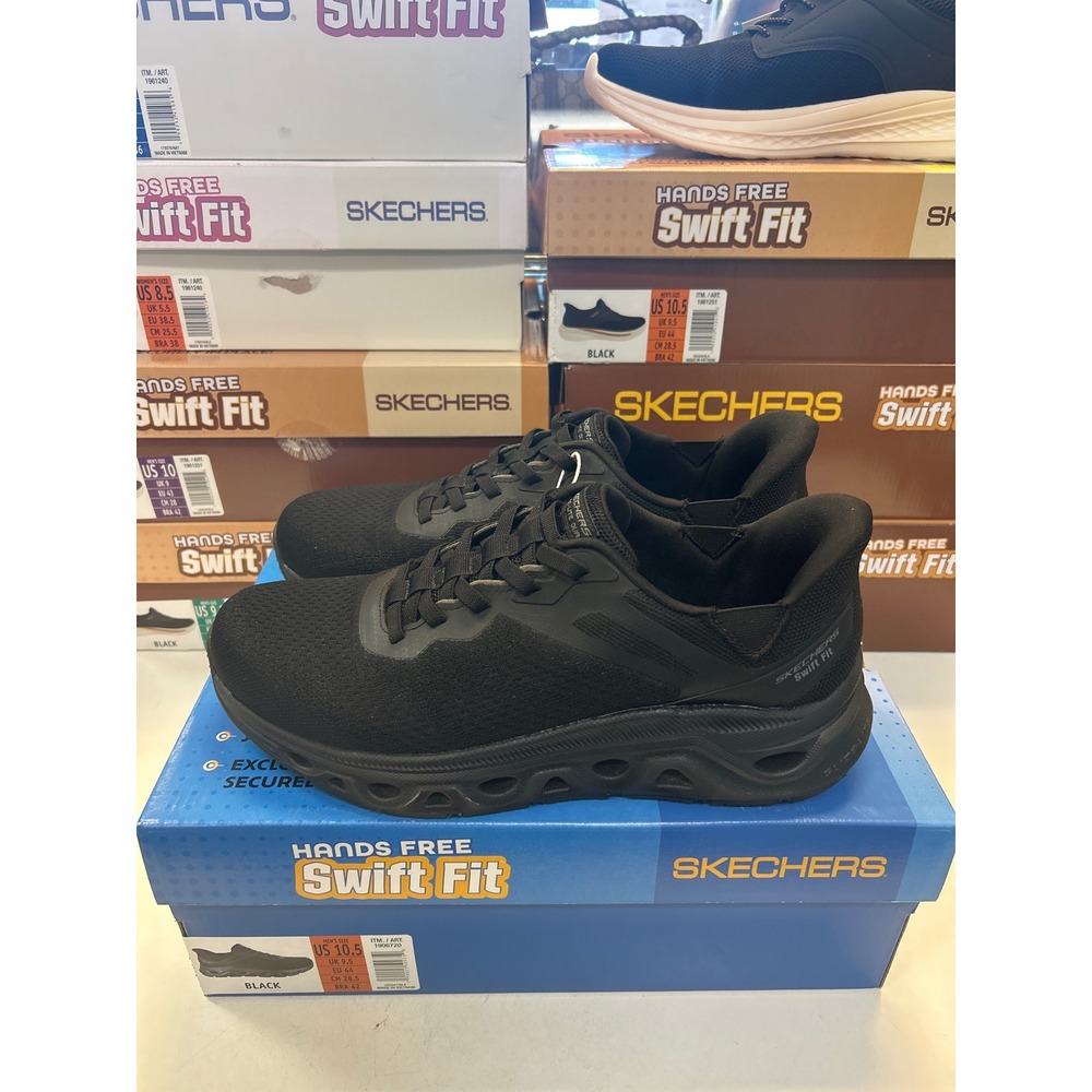 Skechers Mens Hands Free Swift Fit Glide-Lite Dual Black Sneakers Size 10.5 0556